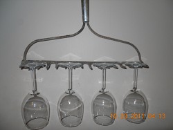 Rake head wine glass organizer by Lee Anne Culpepper.