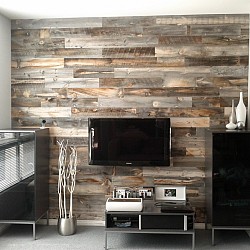 Reclaimed weathered wood by Stikwood via Stickwood.com.