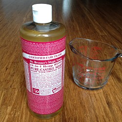 The author's own rose-scented castile soap waits to become a household cleanser.