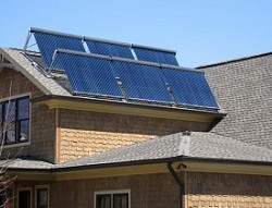 These are solar thermal collectors on an Atlanta roof. Photo courtesy of Southeast Solar Co.