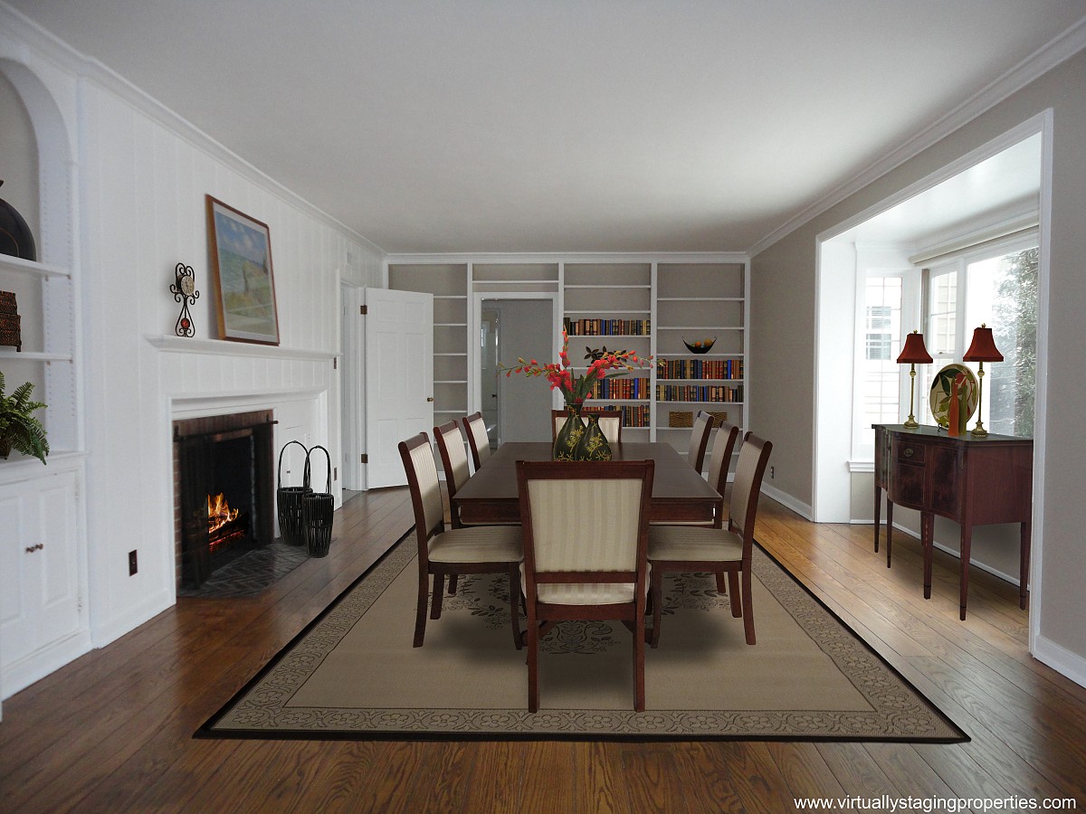 A virtually staged dining room by Virtually Staging Properties.