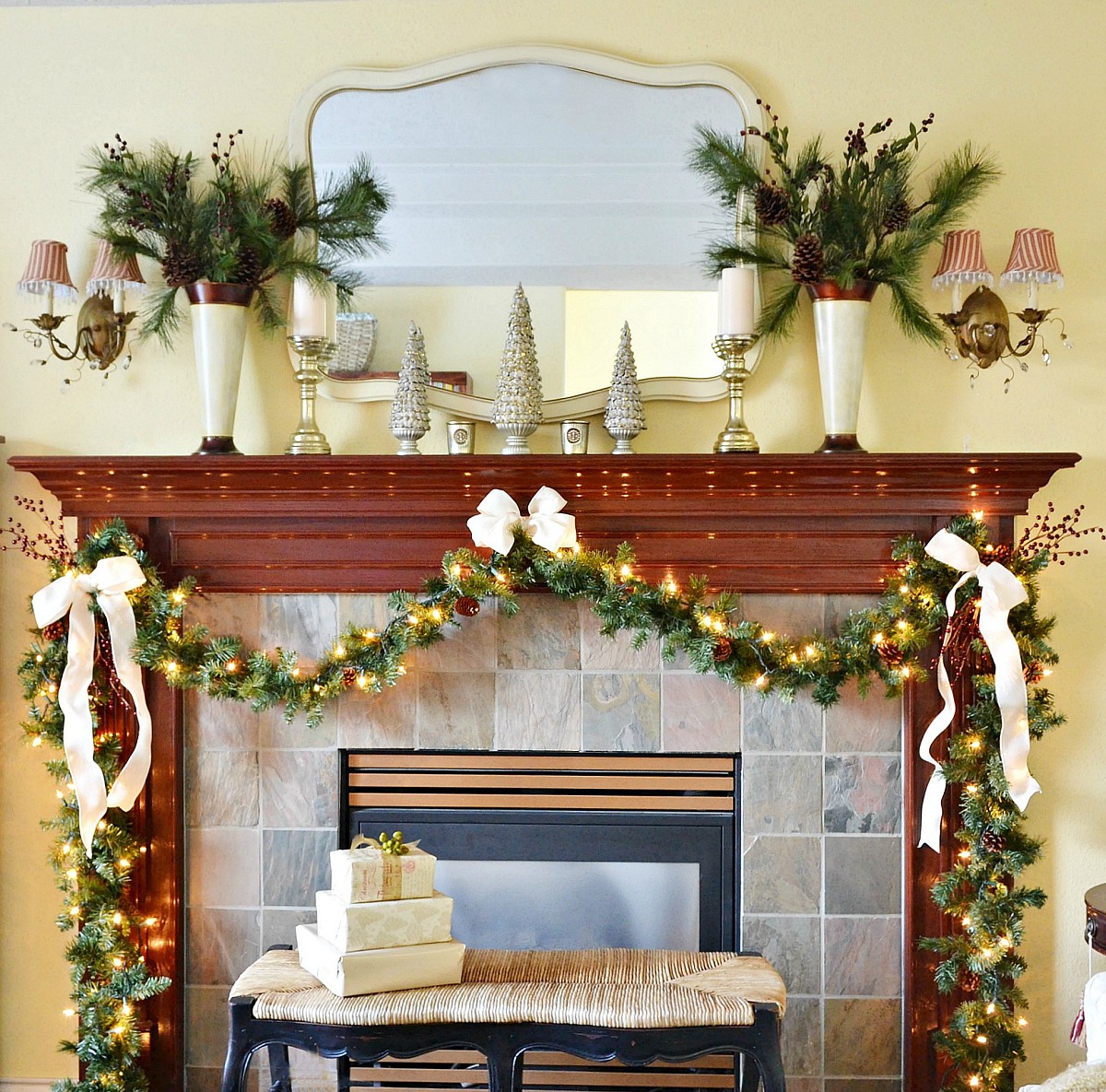 Mantel design and photo by At the Picket Fence (atthepicketfence.com)