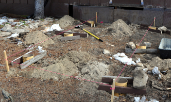 Pictured here are footers of a deck foundation. Photo by the author. 