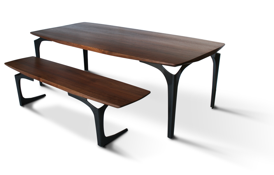The Bowed Stiletto Dining Table and Dining Bench by City Joinery via CityJoinery.com The Bowed Stiletto Dining Table and Dining Bench by City Joinery via CityJoinery.com