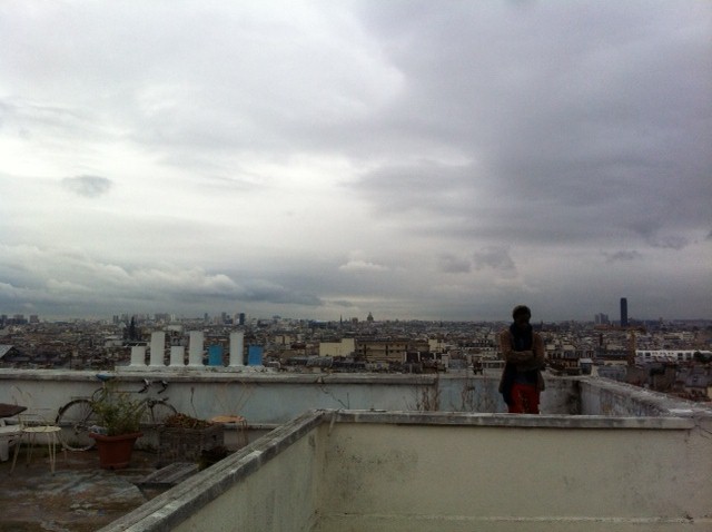 Williams looking out over Paris from his roof