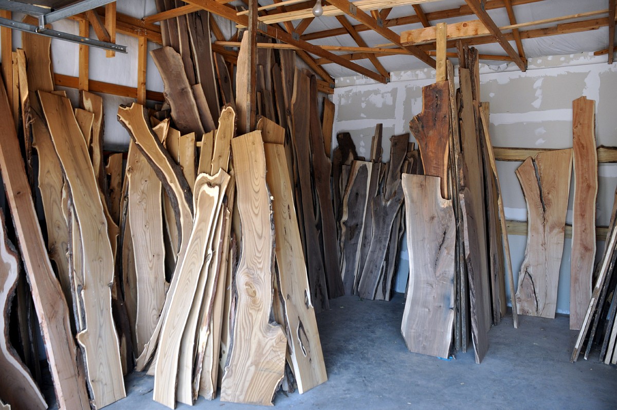 Native edge wood at the lumber yard. Photo by the author. Native edge wood at the lumber yard. Photo by the author.