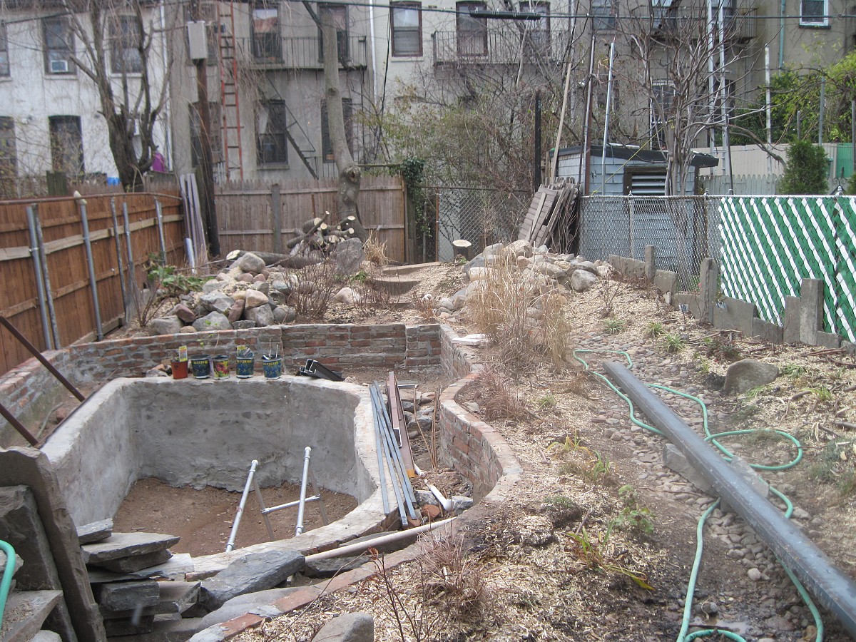 The brownstone's backyard in process will have native species plants.