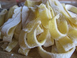 Fresh pasta with lemon olive oil. Pasta and photo by the author, s.e. smith.