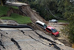 Hurricane Gaston caused this landslide in Richmond, VA.  Photo: Liz Roll via Wikimedia.
