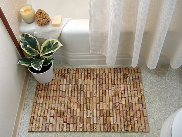 Wine cork bath mat by Brightnest.com via Hometalk.com.