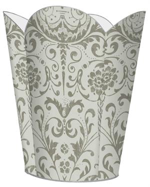 Pewter Damask Wastepaper Basket by Marye-Kelly Pewter Damask Wastepaper Basket by Marye-Kelly