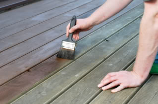staining a deck