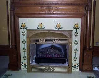 White hand painted tiles for fireplace White hand painted tiles for fireplace