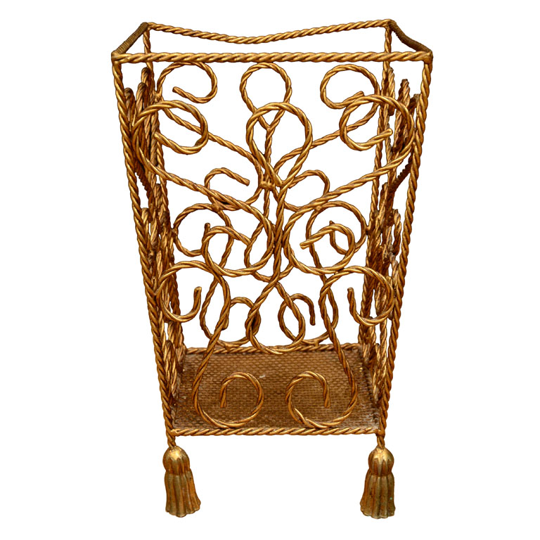 Tassel Footed Waste Basket at Flessas Design Tassel Footed Waste Basket at Flessas Design
