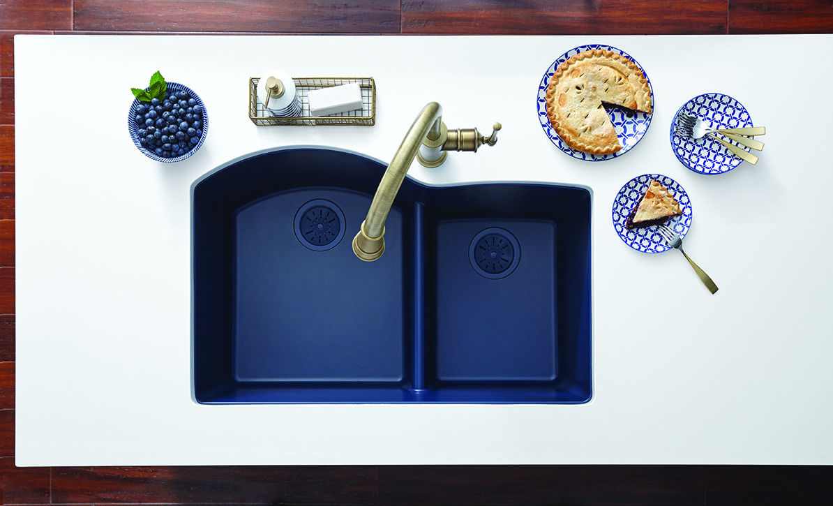 Double-bowl offset sink/Courtesy of Elkay Double-bowl offset sink/Courtesy of Elkay