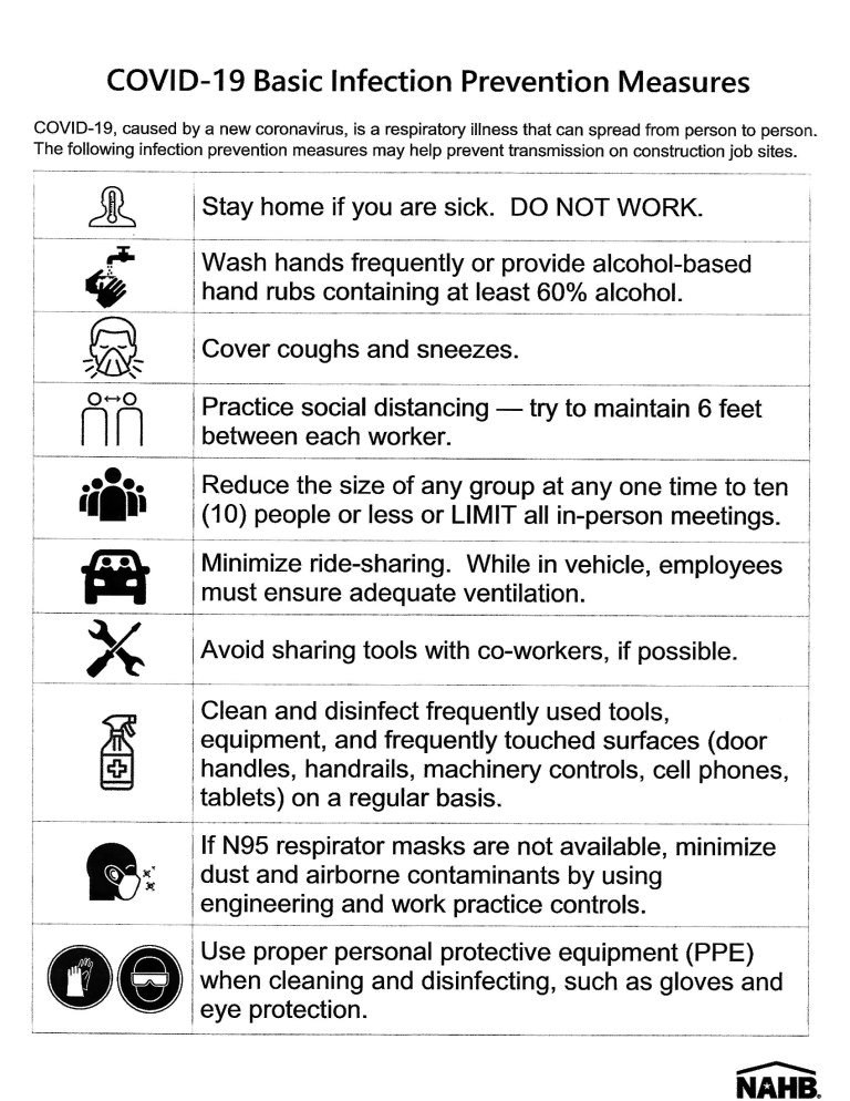 Coronavirus safety poster for building trade/NAHB Coronavirus safety poster for building trade/NAHB