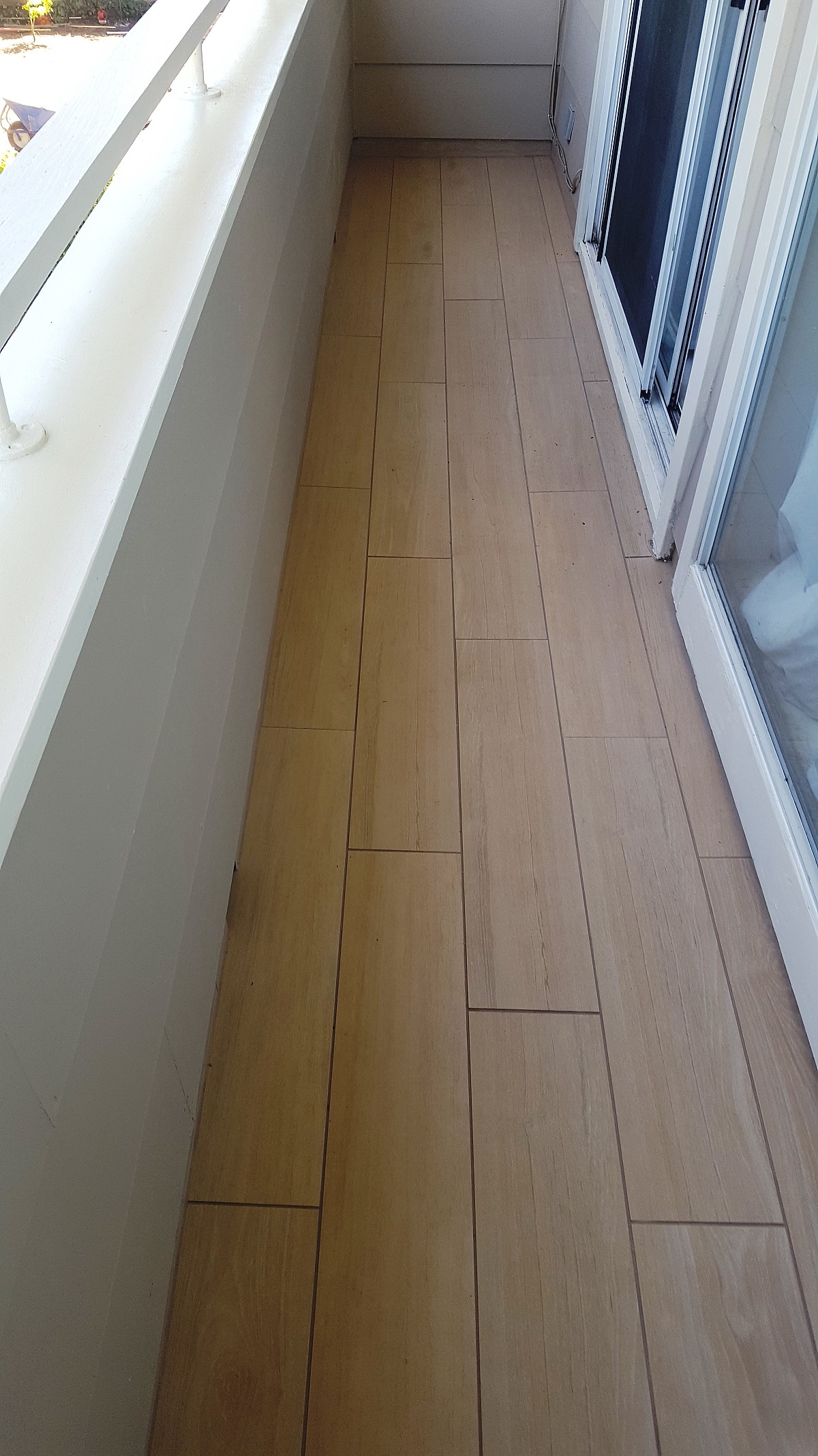 Faux wood tile on deck