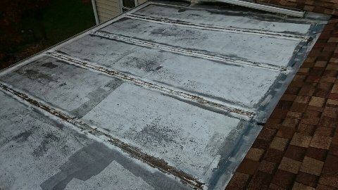 Before: damaged sunroom roof Before: damaged sunroom roof