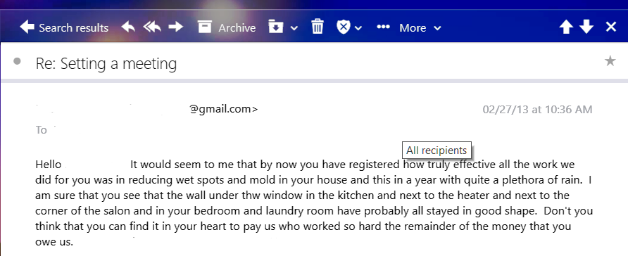 Contractor email asking for money Contractor email asking for money