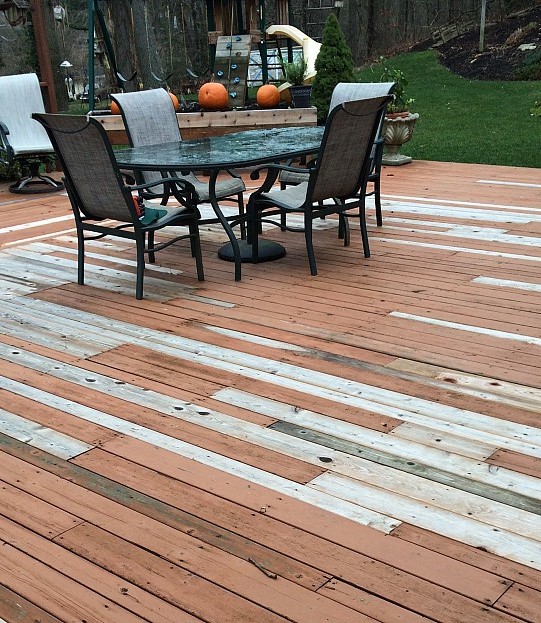Deck repair with replacement boards Deck repair with replacement boards